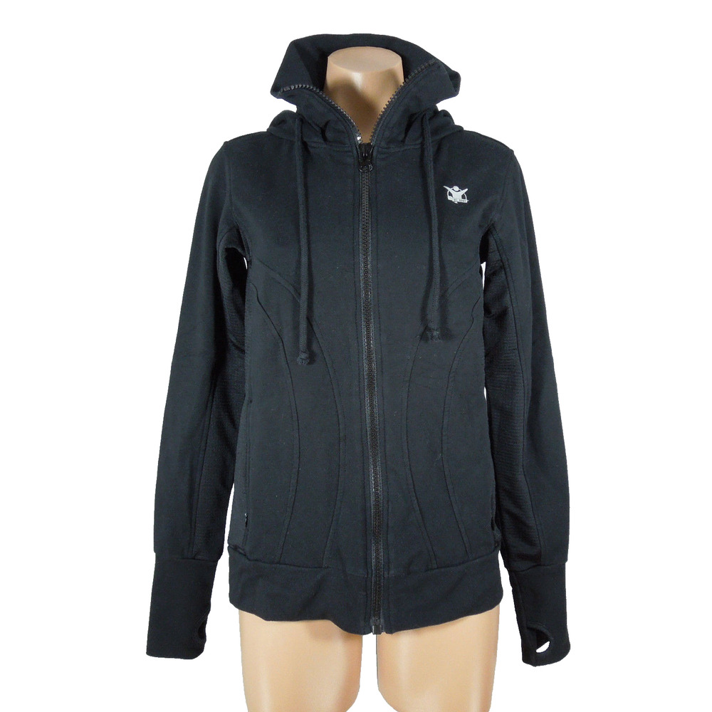 BL BODY Hoodie Sweatshirt S SMALL Womens Athletic Black Zip-Up Turtleneck